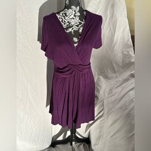 Plum V-neck knee length dress